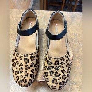 Revere Osaka Leopard Calf Hair and Black Mary Jane Shoes